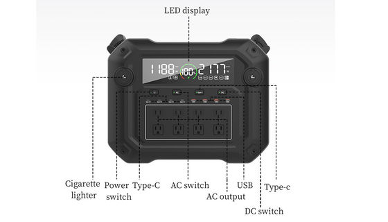 3600W Puro Sine Wave Stazione elettrica portatile LiFePO4 Immagazzinamento di energia solare BMS Batteria