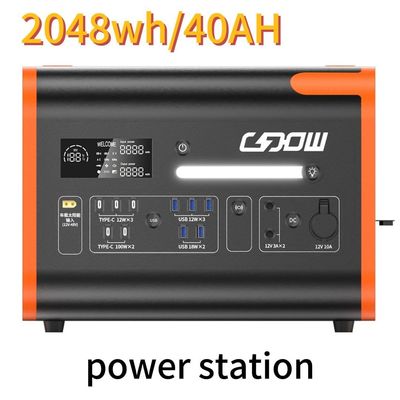 AC Pure Sine Wave 2200W/2048wh Stazione di alimentazione portatile per viaggi di campeggio in famiglia all'aperto