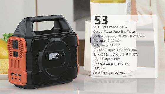 110/220V 300W/288wh Generatore di onde sinusoidali Centrale elettrica esterna in colore personalizzabile