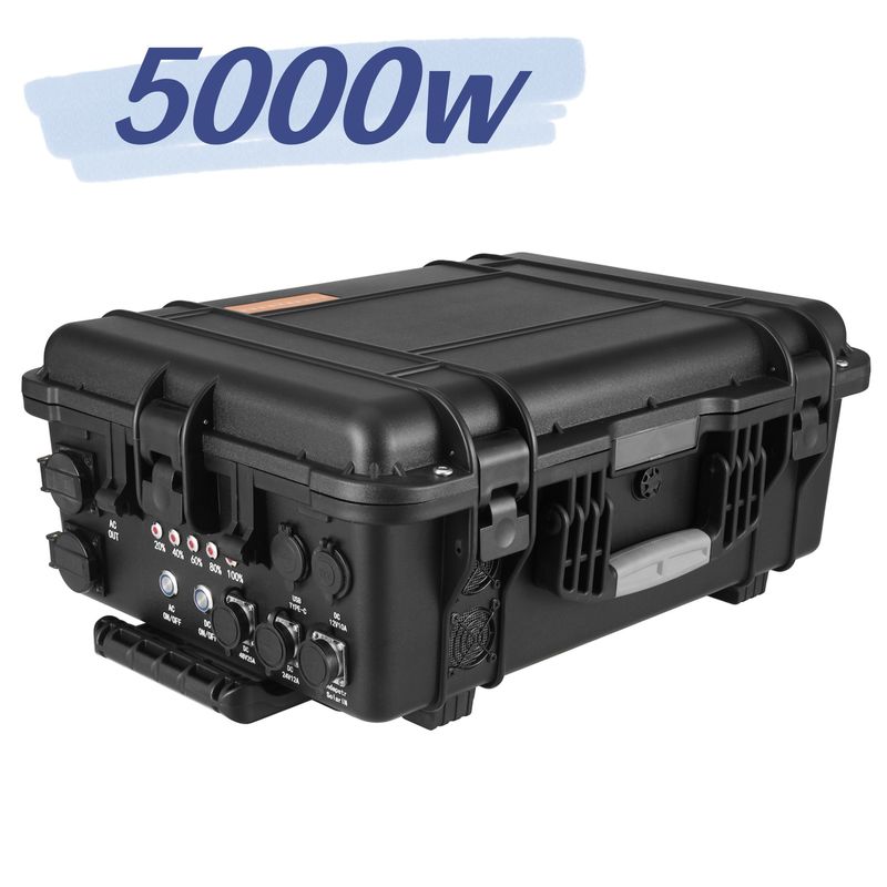 220V Campeggio all'aperto LiFePO4 5000W Centrale elettrica portatile di grande capacità con carrello a ruote