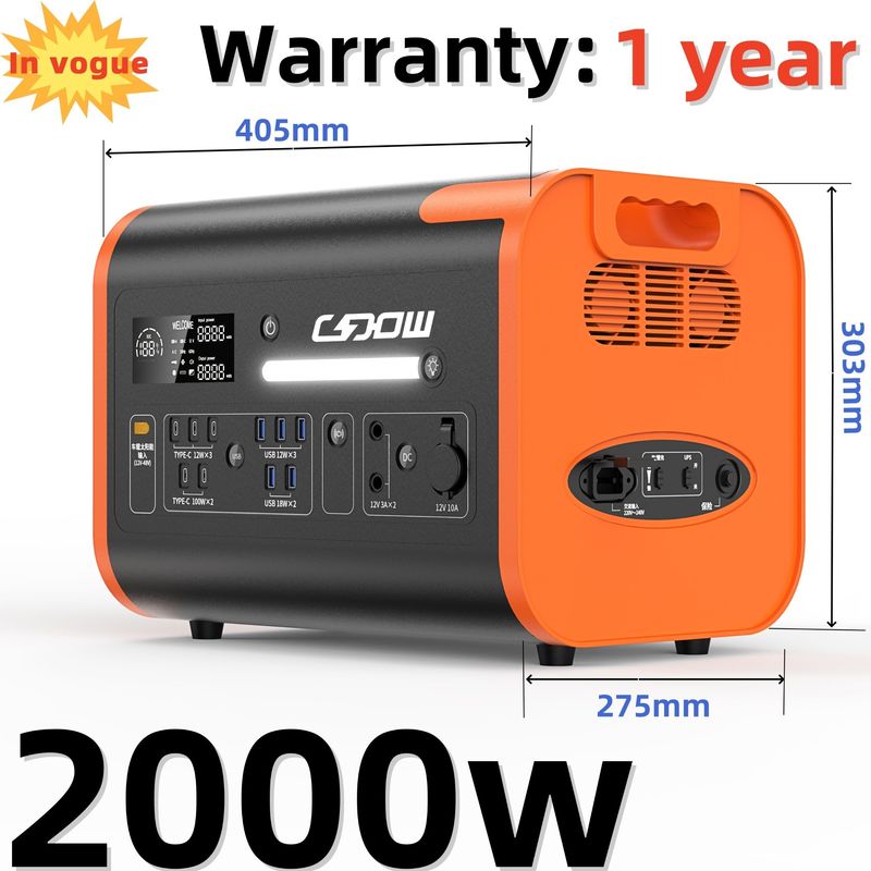 Centrale elettrica portatile a batteria in standby e pannelli solari da 2000 W per alte prestazioni