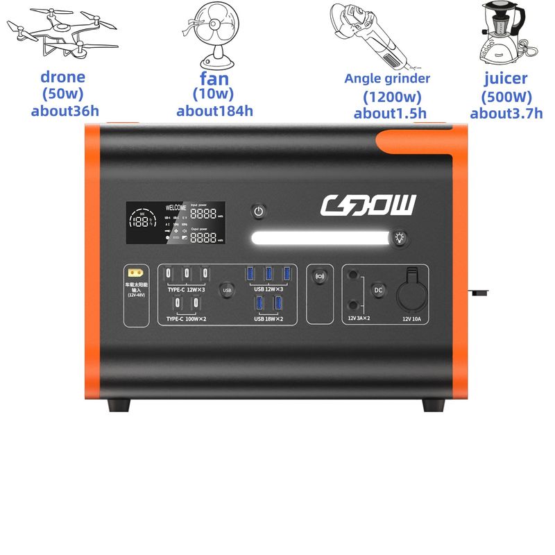 LiFePO4 Battery Camping/Home/Stanza elettrica di emergenza 12.2000W Generatore solare ricaricabile Fornitore di energia mobile portatile