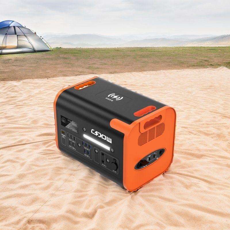 Nero con arancione 2200W/2048wh Immagazzinamento di energia Fornitura di energia Litio LiFePO4 Batteria Generatore portatile Cellula solare Stazione elettrica mobile