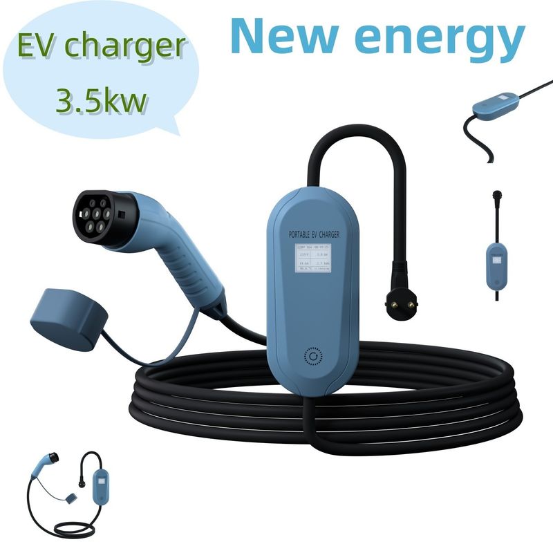 Stazione di ricarica elettrica portatile blu 3.5kw Caricabatterie elettriche mobili per uso stradale