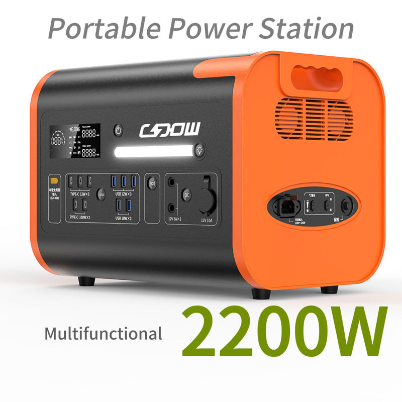 Caricabatteria solare per auto da 800 W Max 2200 W per laptop mobile da esterno 2000 Wh Banca di alimentazione portatile