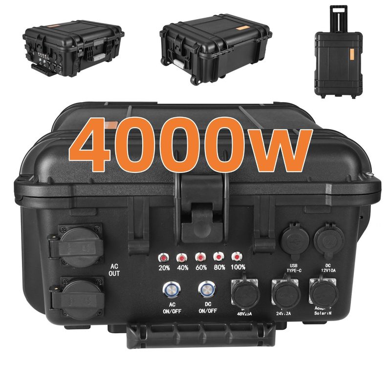 4000W Power Pull Rod Stazione solare portatile con batteria al litio di grande capacità