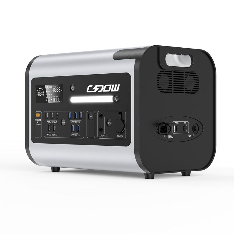 Stazione di energia solare portatile da 2200W con batteria LiFePO4 e caricabatterie per auto 12V/10A