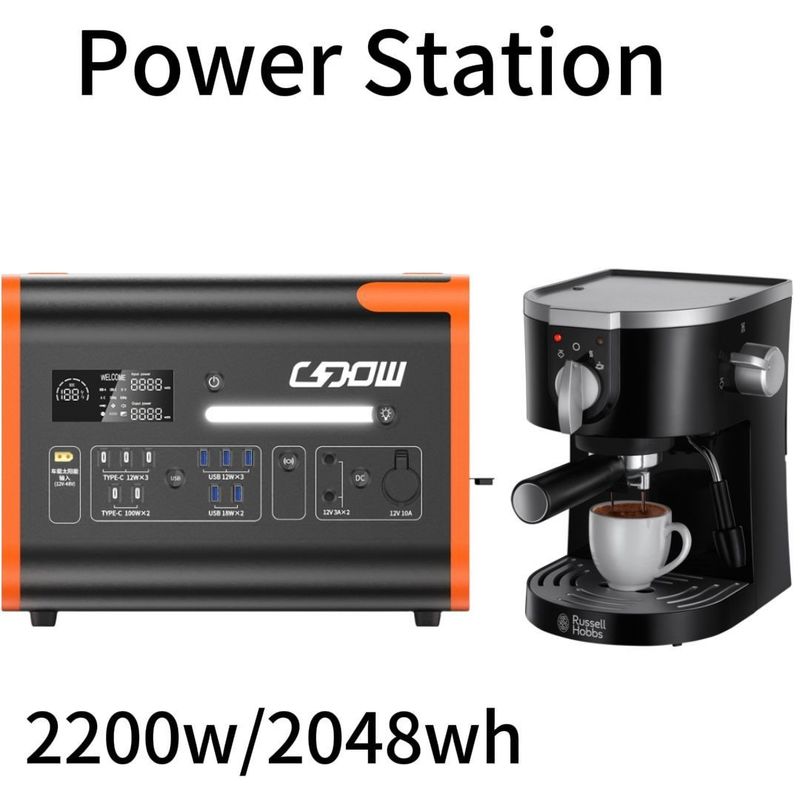 Potenza di uscita solare e generatore a batteria di ferro al litio 2200W Stazione elettrica portatile per AT22