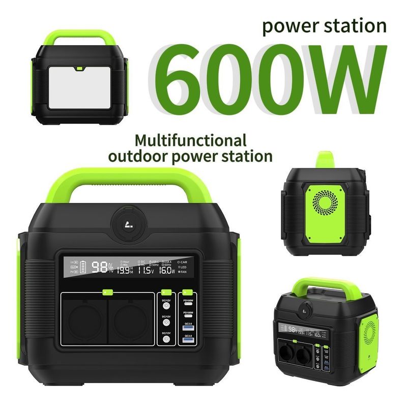 600W Campeggio esterno Stazione elettrica portatile Batteria rimovibile Maggio Non standard americano