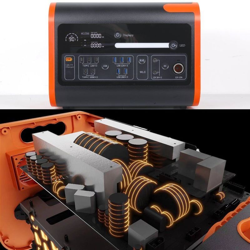 2200W40ah Ricarica wireless Centrale di accumulo di energia solare In arancione caldo con nero