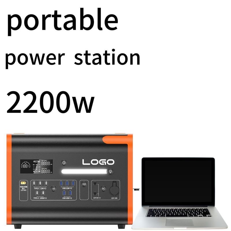 2200W110/220V Arancio con nero Silenzioso Fuori Casa Stazione di emergenza di energia e durevole