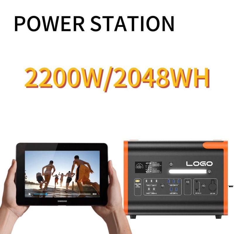 Centrale elettrica esterna di carica solare di grande capacità da 2400 W per tutti i dispositivi compatibili