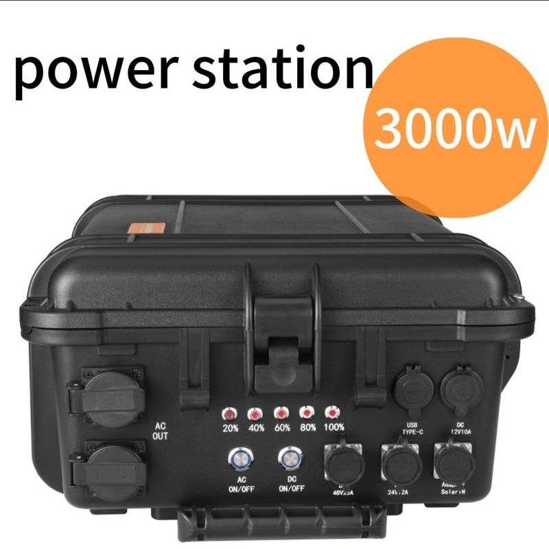 Centrale solare portatile multifunzione nera da 3000 W a 3000 Wh per emergenze all'aperto