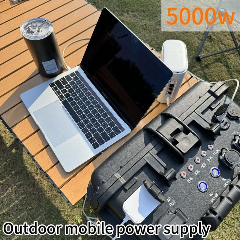 Home Outdoor AC LiFePO4 Generatore solare Centrale elettrica da 5000W in nero da ODM/OEM