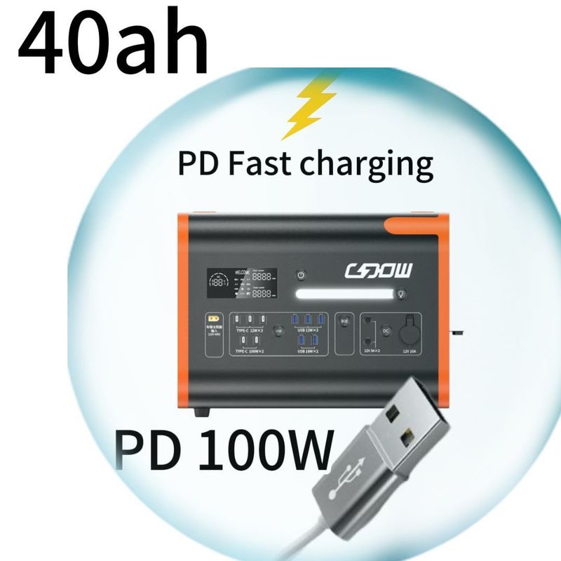 40ah Generatore solare presa di corrente 2200W Portatile Campeggio Centrale elettrica solare Arancione Nero