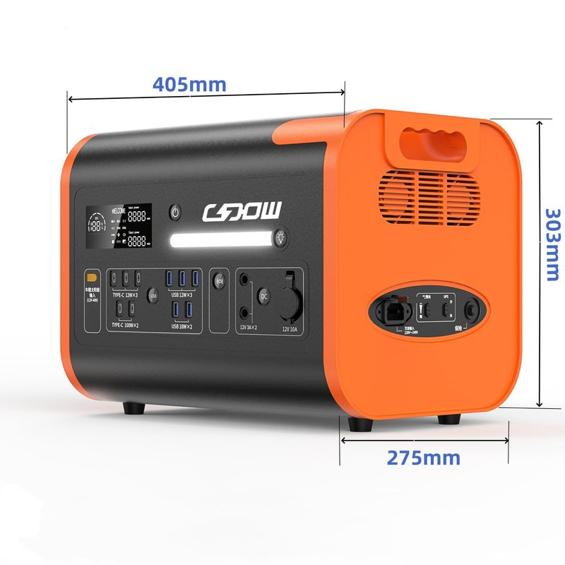 Generatore solare portatile di 300W arancione per campeggio 40ah/2048wh Stazione elettrica per computer portatili